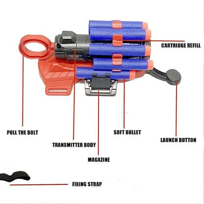 Spiderman Style 8-Shot Foam Dart Blaster Toy Gun with Gloves – Soft Bullet Shooting Toy for Kids