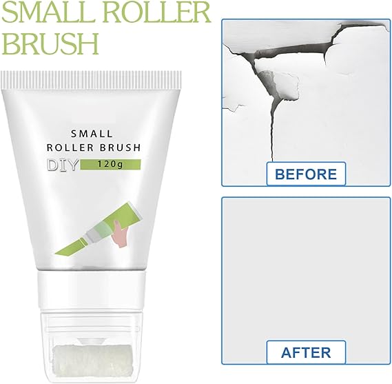 Small Roller Spackle Wall Repair Brush, 2-in-1 Small Rolling Brush Wall Paint Repair Tool, Quick Drying and Waterproof Wall Roller Paint Repair Paste for Living Room, Bedroom, Bathroom