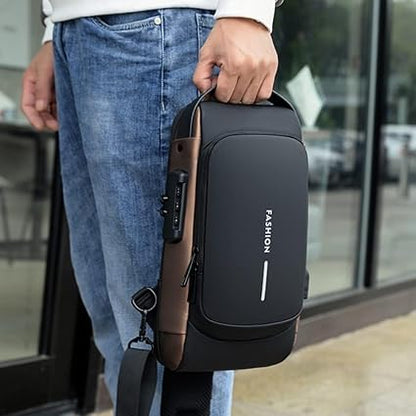 Anti-Theft Crossbody Sling Bag for Men & Women – Waterproof USB Charging Chest Backpack Travel Shoulder Bag