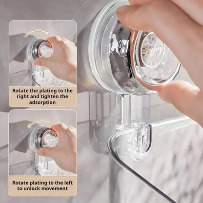 Transparent Corner Shower Shelf with Suction Cups – No Drill Bathroom Storage Rack with Hooks