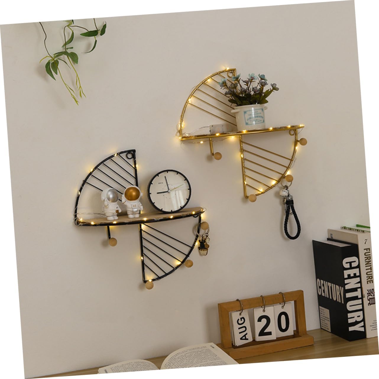 Modern Minimalist Creative Semi-Circular Rectangular Wall Shelf