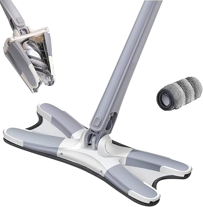X Mop Hands-Free Self-Wringing Flat Mop – Microfiber Floor Cleaning Mop