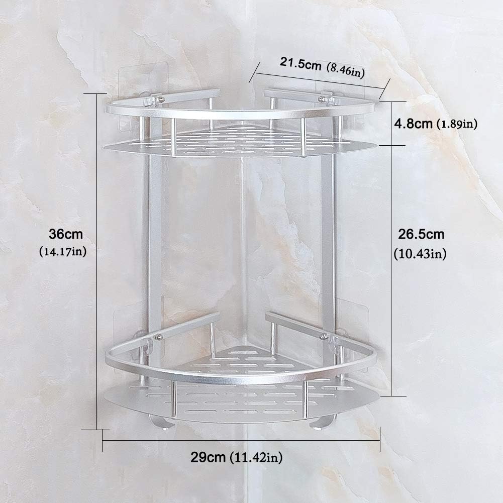 Aluminium Wall Mounted 2 Layer Corner Rack – Bathroom & Kitchen Storage Organizer