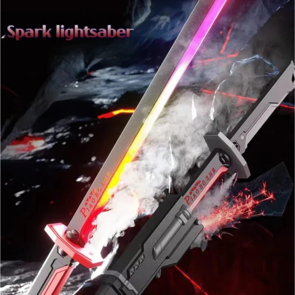 RGB LED Light Up Katana Sword with Mist Spray & Spark Effect