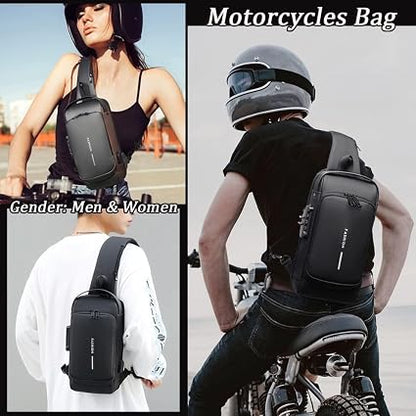 Anti-Theft Crossbody Sling Bag for Men & Women – Waterproof USB Charging Chest Backpack Travel Shoulder Bag