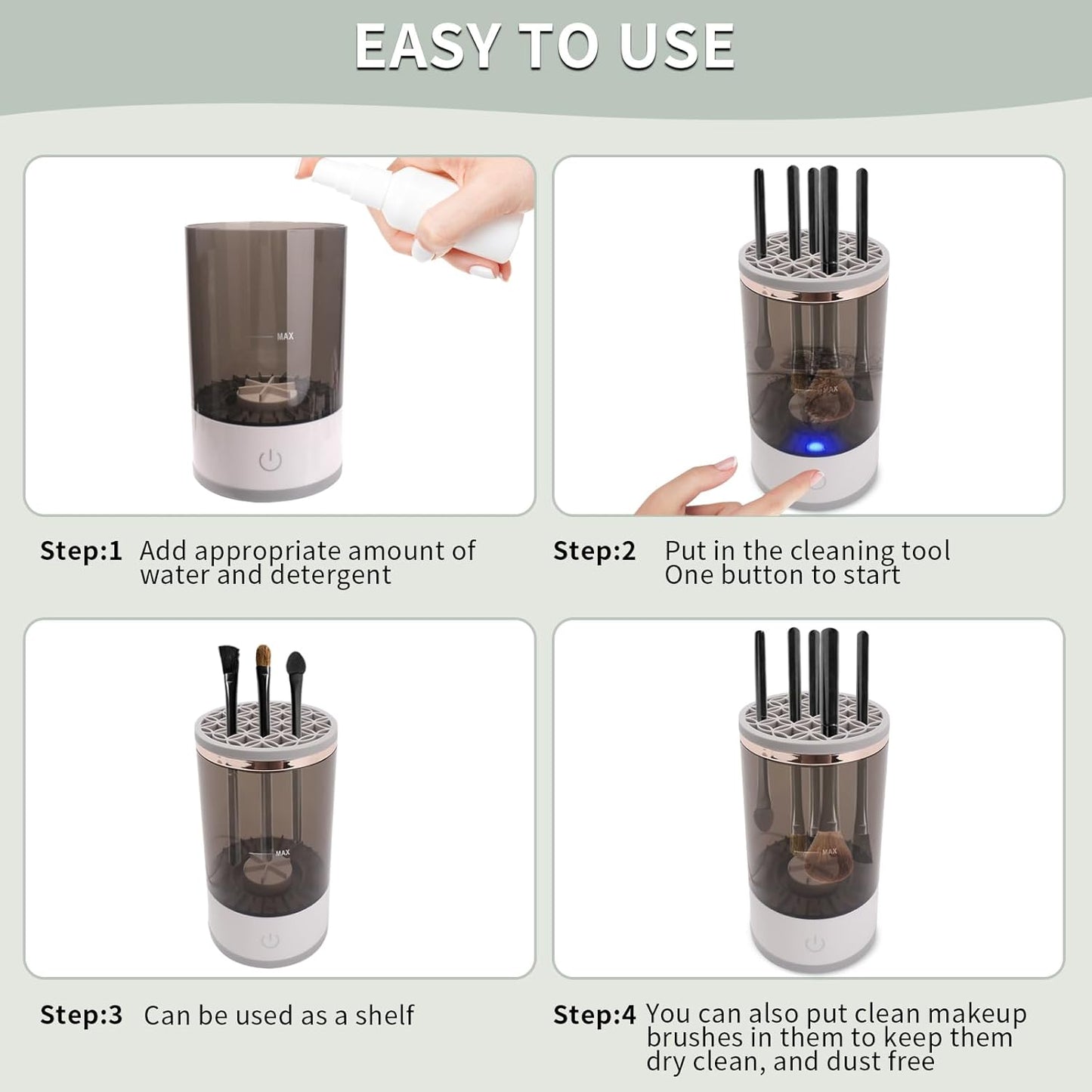 Electric Makeup Brush Cleaner Machine USB Automatic Cosmetic Brush Washer & Dryer
