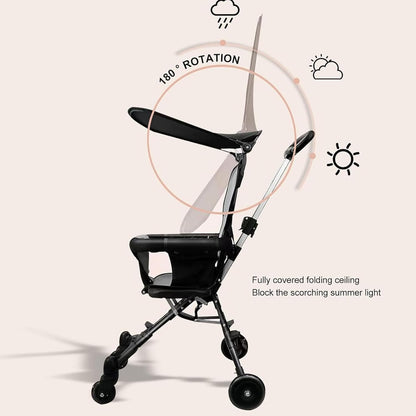 Foldable Baby Stroller – Reversible Seat, 360° Rotating Wheels & Sun Canopy