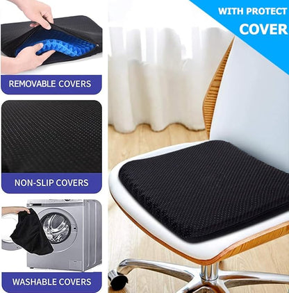 Gel Seat Cushion - U-shaped Breathable Honeycomb Design Comfortable Cushion for Long Sitting