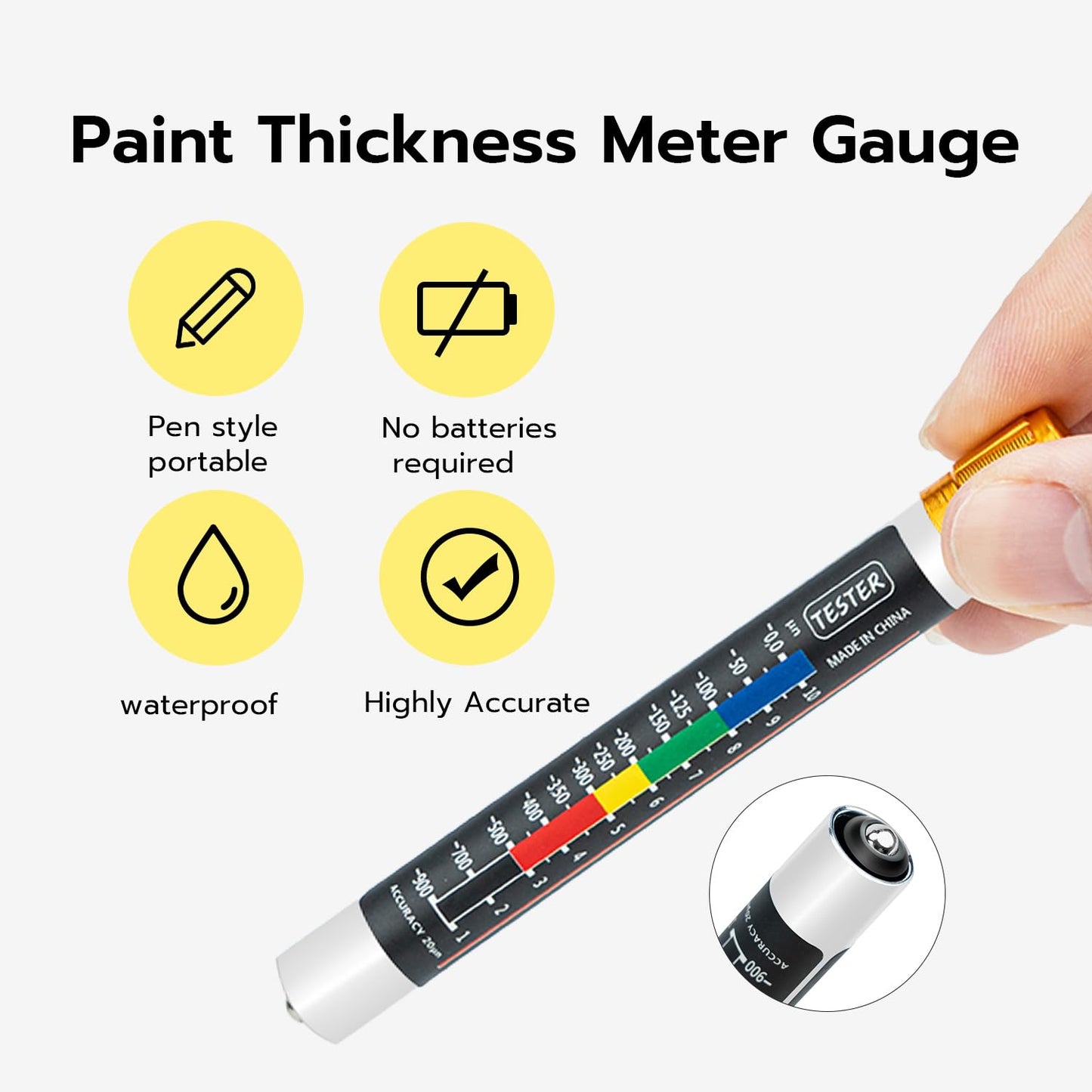 Car Paint Tester Pen Automotive Coating Thickness Gauge | Magnetic Paint Meter for Used Car Inspection