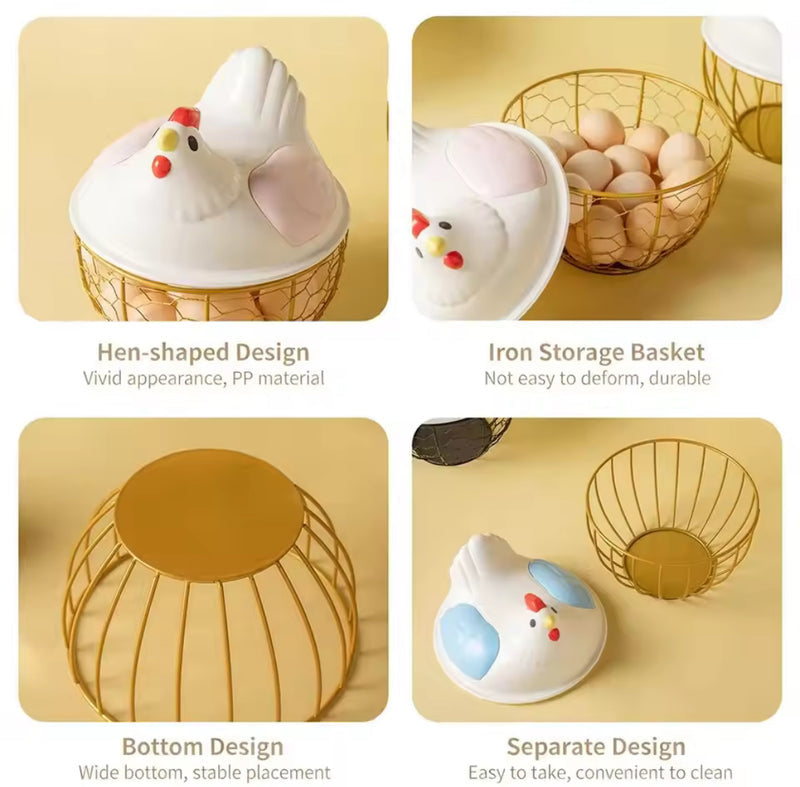 Hen Egg Basket with Lid – Large Capacity Holder