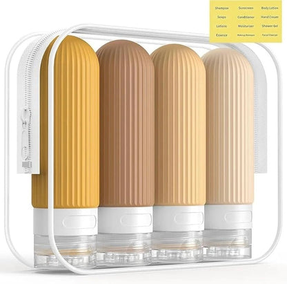 4pcs Silicone Gel Portioning Bottles Set for Body Wash, Skincare Lotion