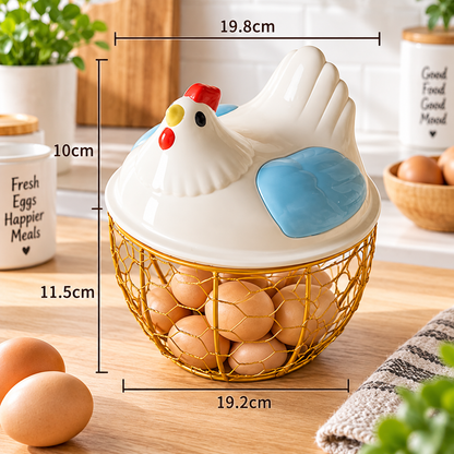 Hen Egg Basket with Lid – Large Capacity Holder