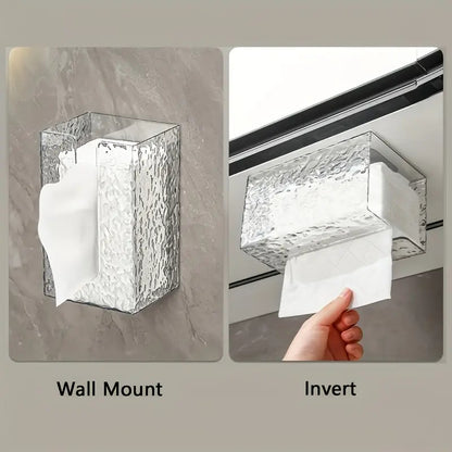 Multifunctional Glacier Pattern Tissue Box – Wall Mounted Acrylic Dispenser
