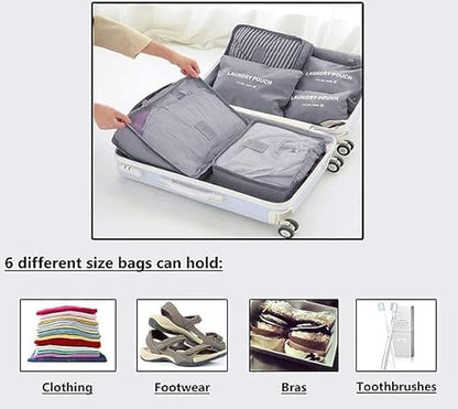 6in1 Travel Organizer Bags - Space‑Saving Suitcase Organizer Set - Saadiq.pk