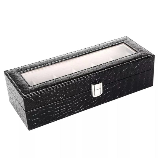 6‑Slot Watch Box | Premium PU Leather Watch Storage Case - Saadiq.pk