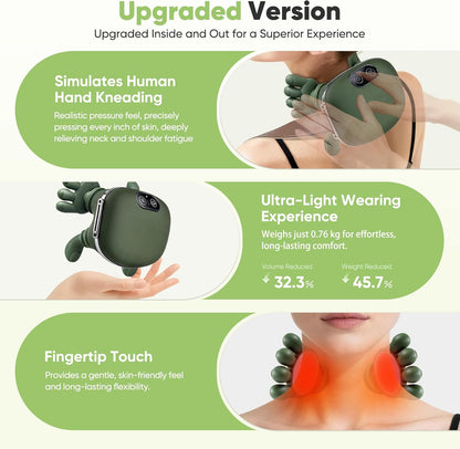 Rechargeable Neck & Shoulder Massager with Heat – Deep Kneading & 3 Massage Modes