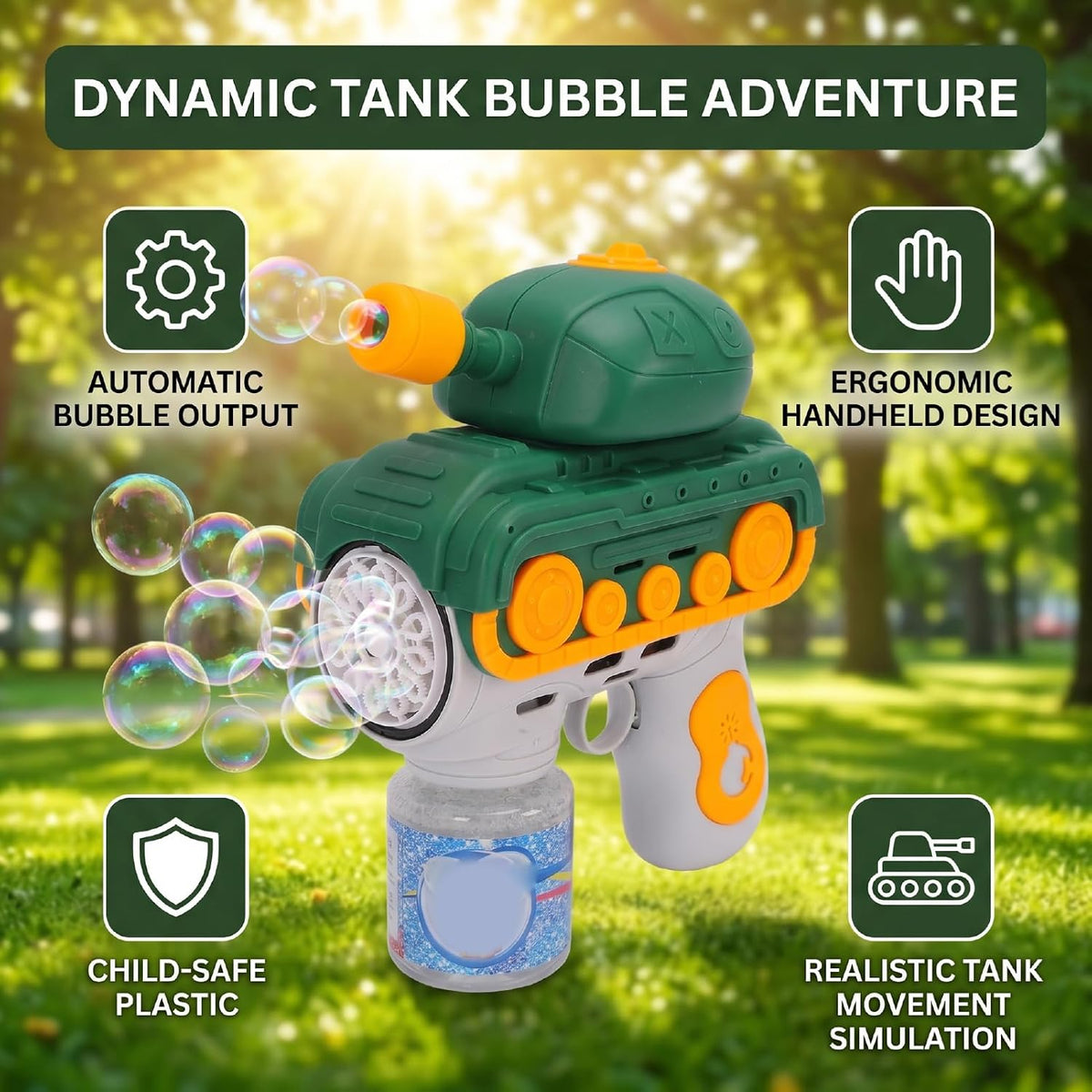 Dynamic Tank Bubble Gun | Electric Automatic Bubble Maker Toy