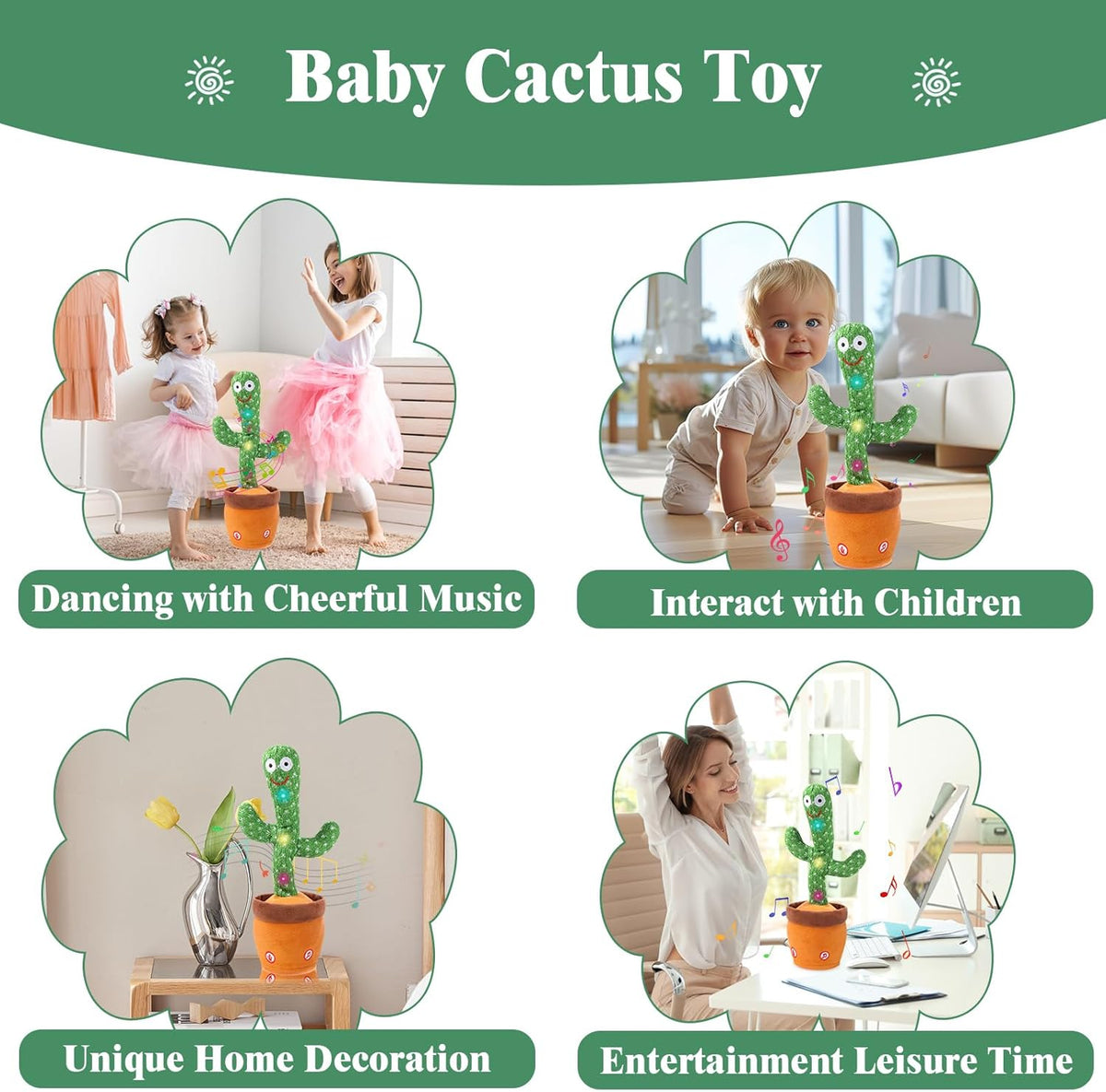 Dancing Cactus Toy for Kids | Talking, Singing & Repeating Toy with Lights & Music