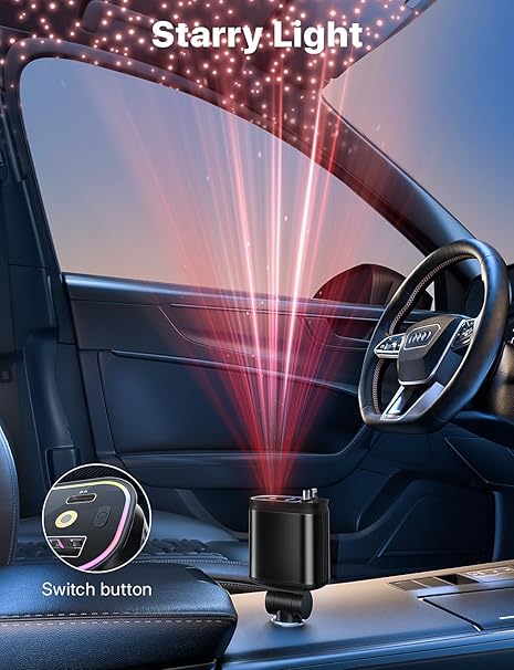 4-in-1 Retractable Car Charger with LED Star Light | Fast Charging Car Adapter with Dual Retractable Cables & USB Ports