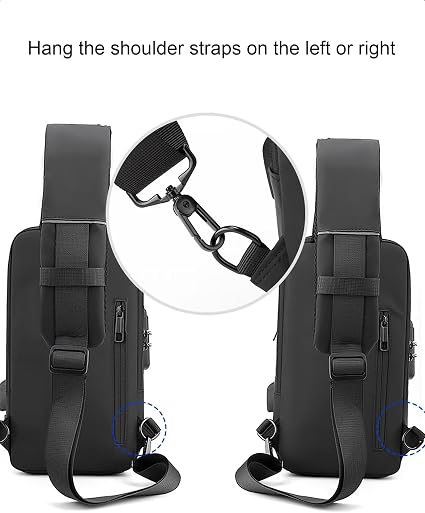 Anti-Theft Crossbody Sling Bag for Men & Women – Waterproof USB Charging Chest Backpack Travel Shoulder Bag
