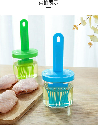 Oil Brush Jar – Silicone BBQ & Baking Brush with Jar