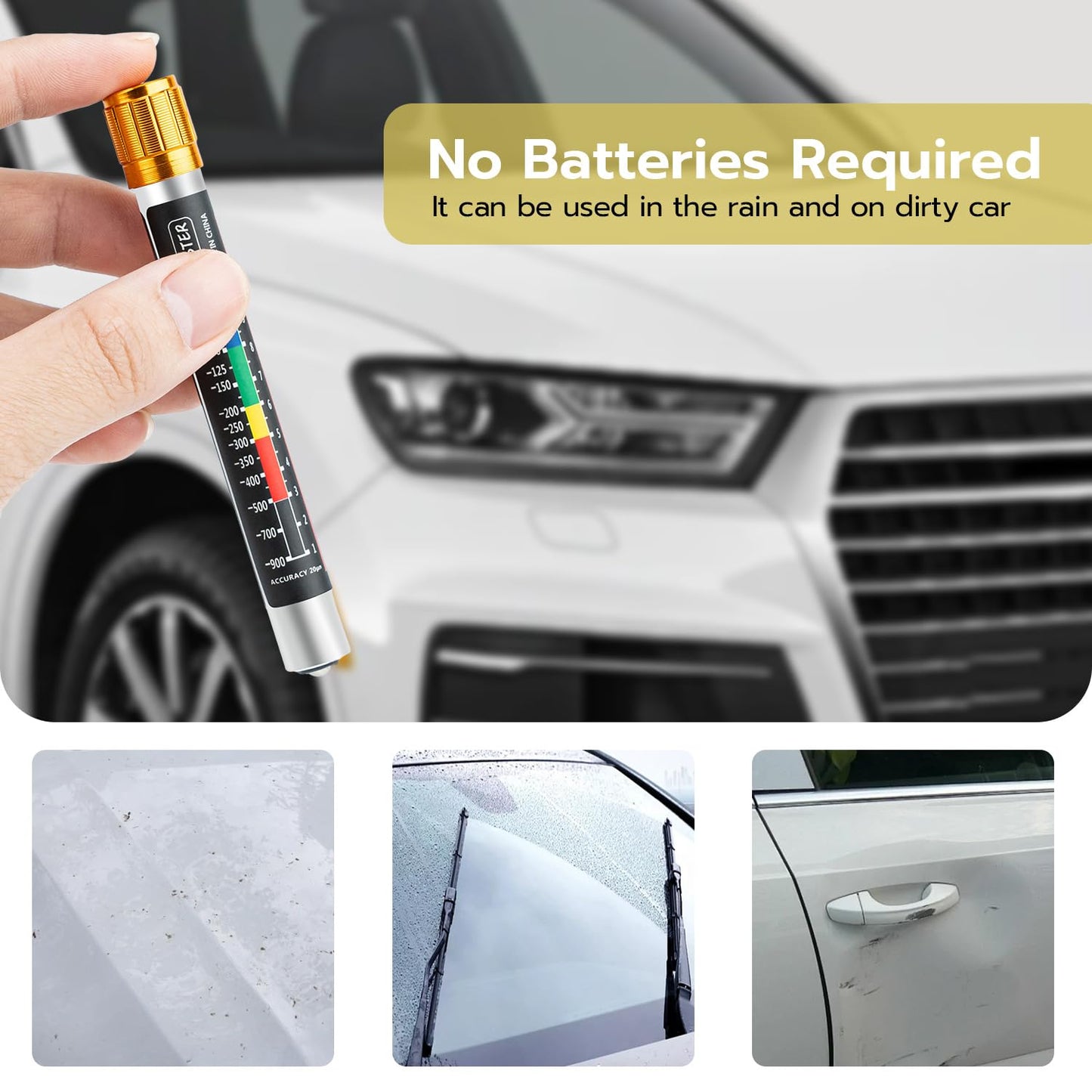 Car Paint Tester Pen Automotive Coating Thickness Gauge | Magnetic Paint Meter for Used Car Inspection