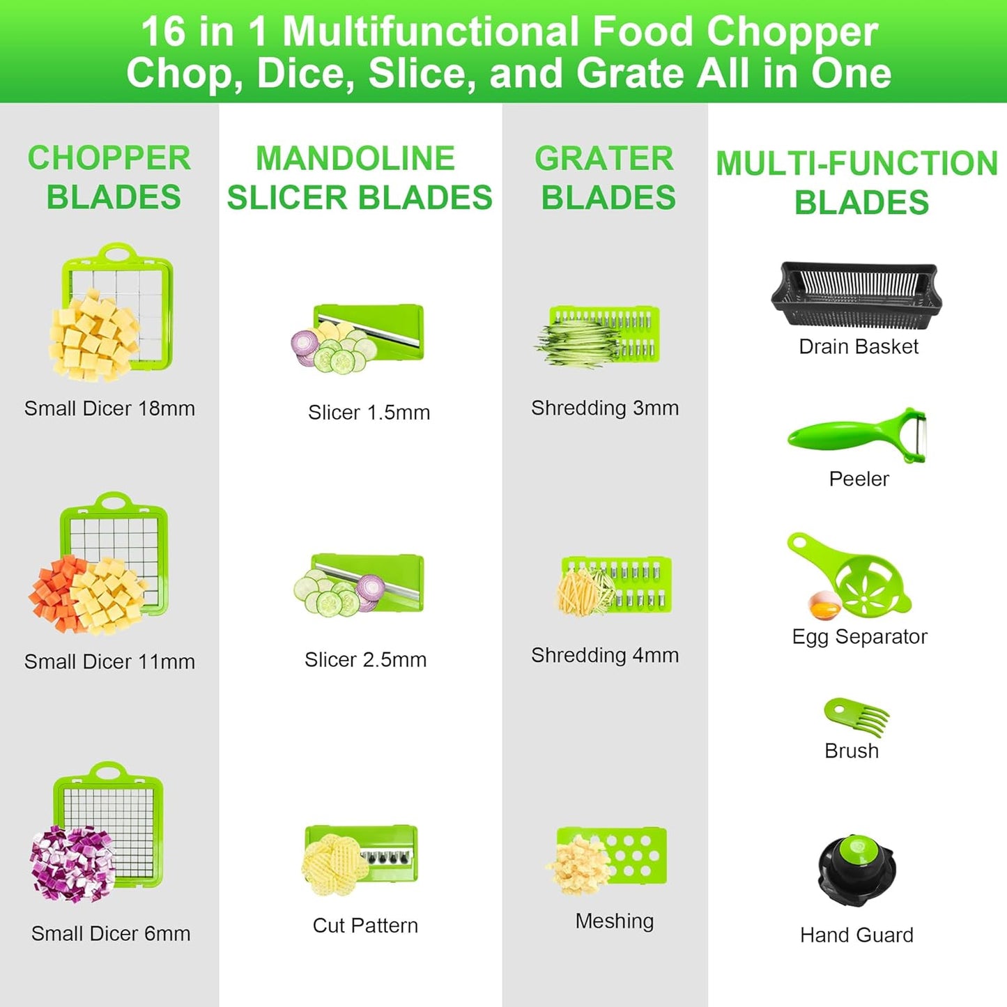 16-in-1 Multifunctional Vegetable Cutter | Chopper, Slicer, Grater & Dicing Tool