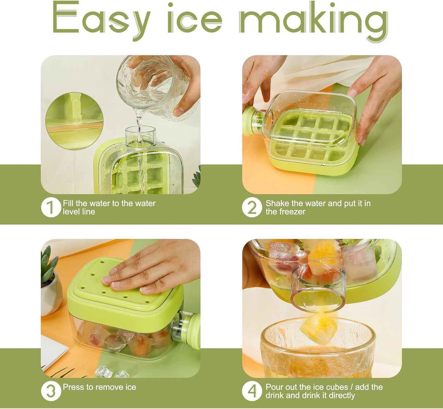 Cool ice cube water bottle with straw - Saadiq.pk