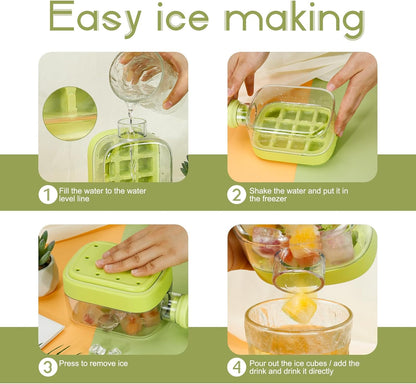 Cool ice cube water bottle with straw - Saadiq.pk