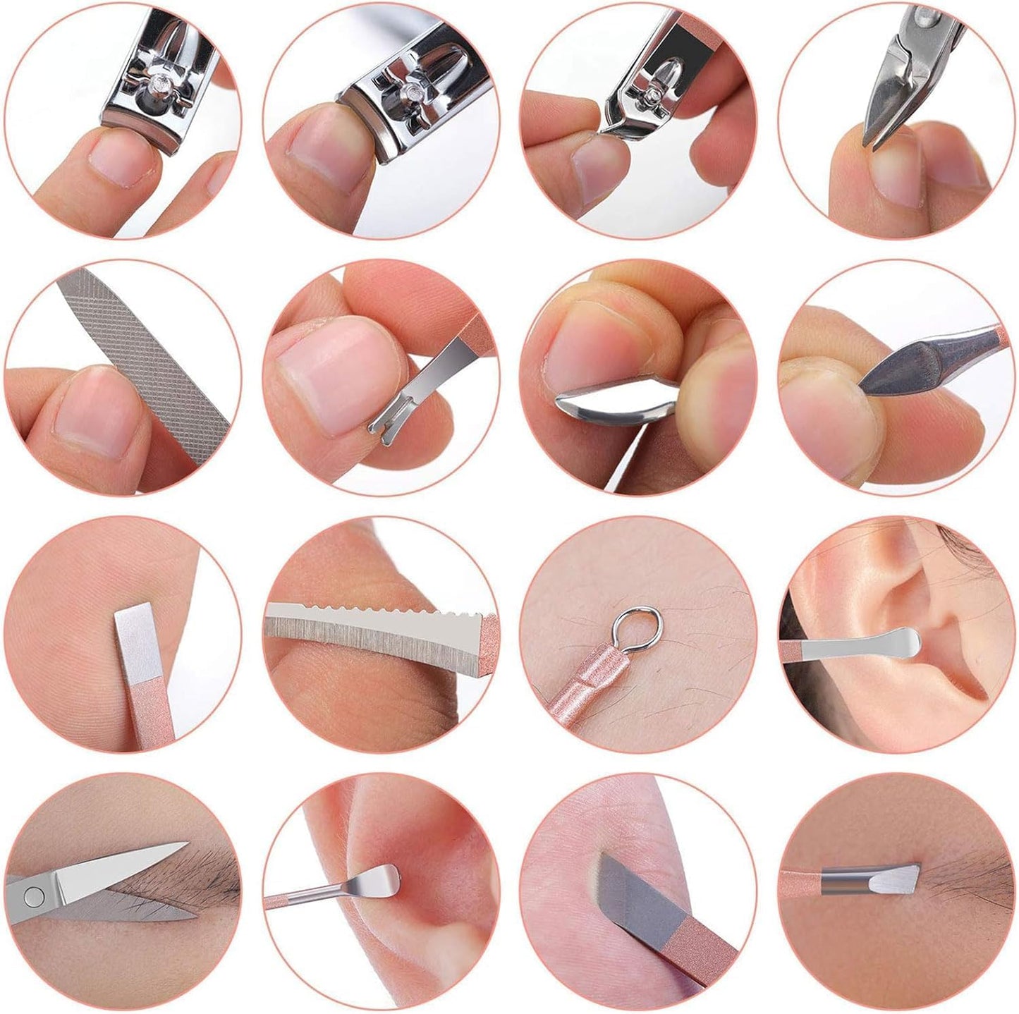 16-Piece Manicure & Pedicure Nail Kit | Professional Grooming Set with Leather Case | Nail Clippers, Cuticle Tools & More