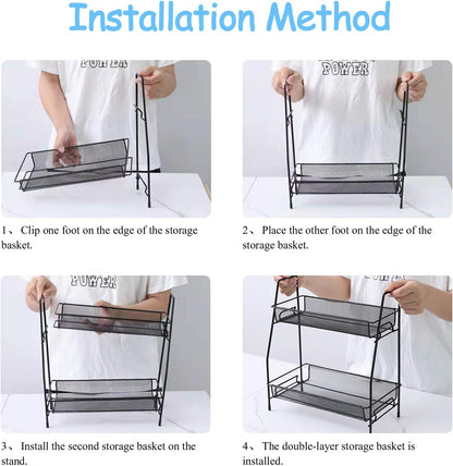 2 Layer Kitchen Stand – Foldable Countertop Spice & Storage Rack