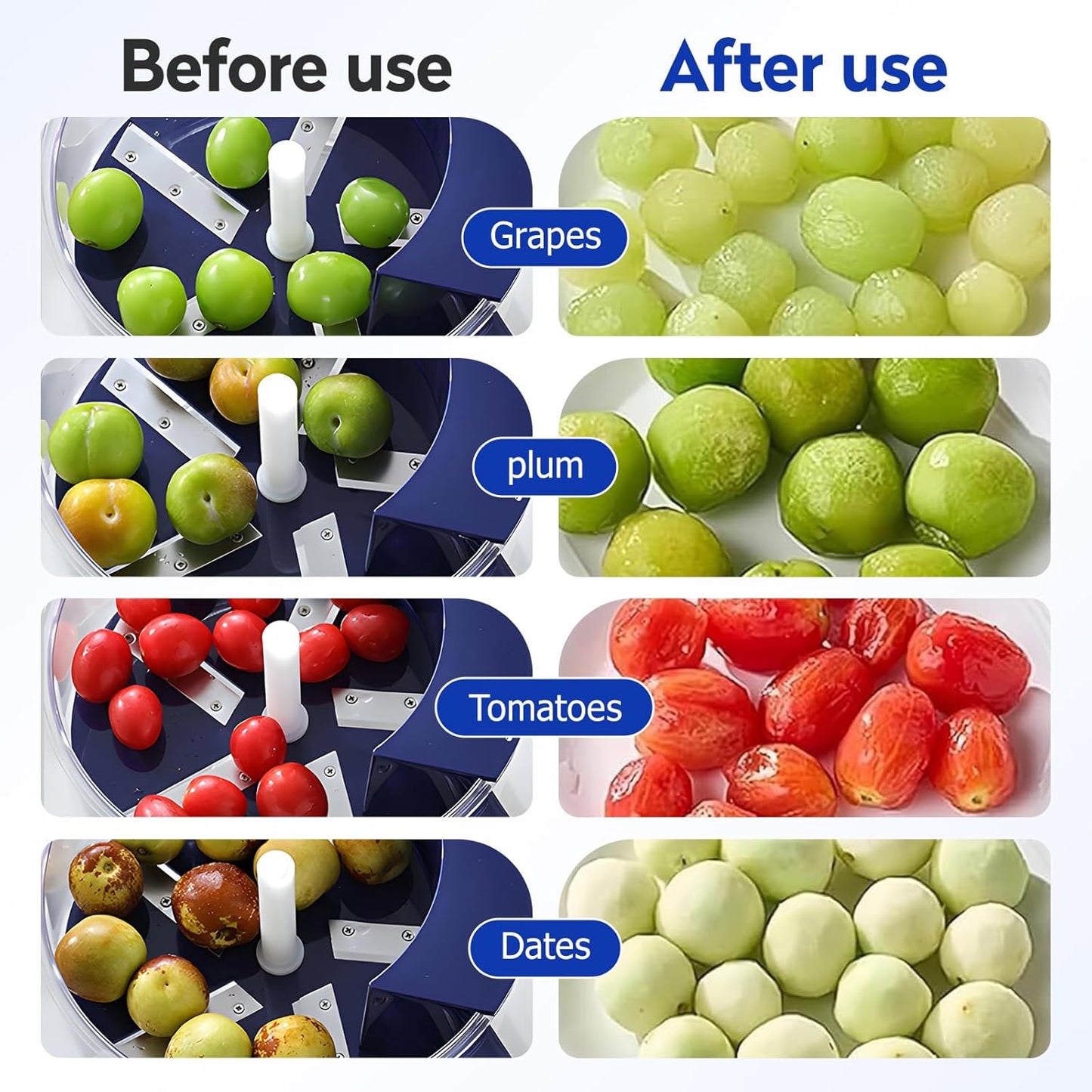 Automatic Electric Fruit Peeler Machine One-Touch Grape, Plum, Tomato & Garlic Peeling Device with Storage Bowl