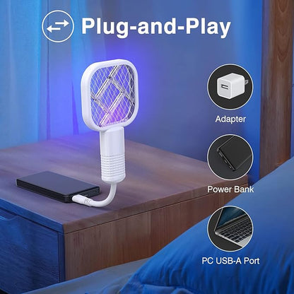 Electric Mosquito Killer Racket with 2-in-1 LED Flashlight – Rechargeable Bug Zapper