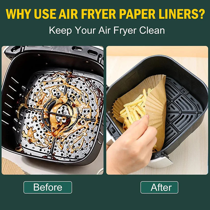 Non-Stick Air Fryer Paper (50 Pcs) fryer mess-free! 🍟 🔥