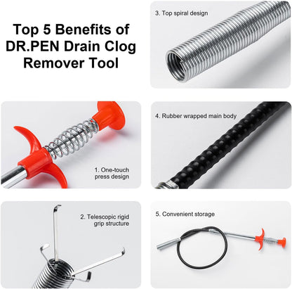 Pipe Drain Cleaner Tool – Flexible Sink & Bathroom Drain Hair Remover Grabber - 85cm