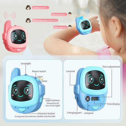 2-in-1 Kids Walkie Talkie Watch with Intercom, Flashlight & Compass