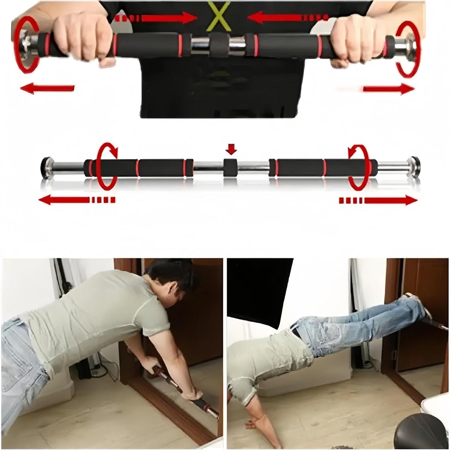 Doorway Pull Up Bar - Adjustable Home Gym Fitness Bar (60-100cm)