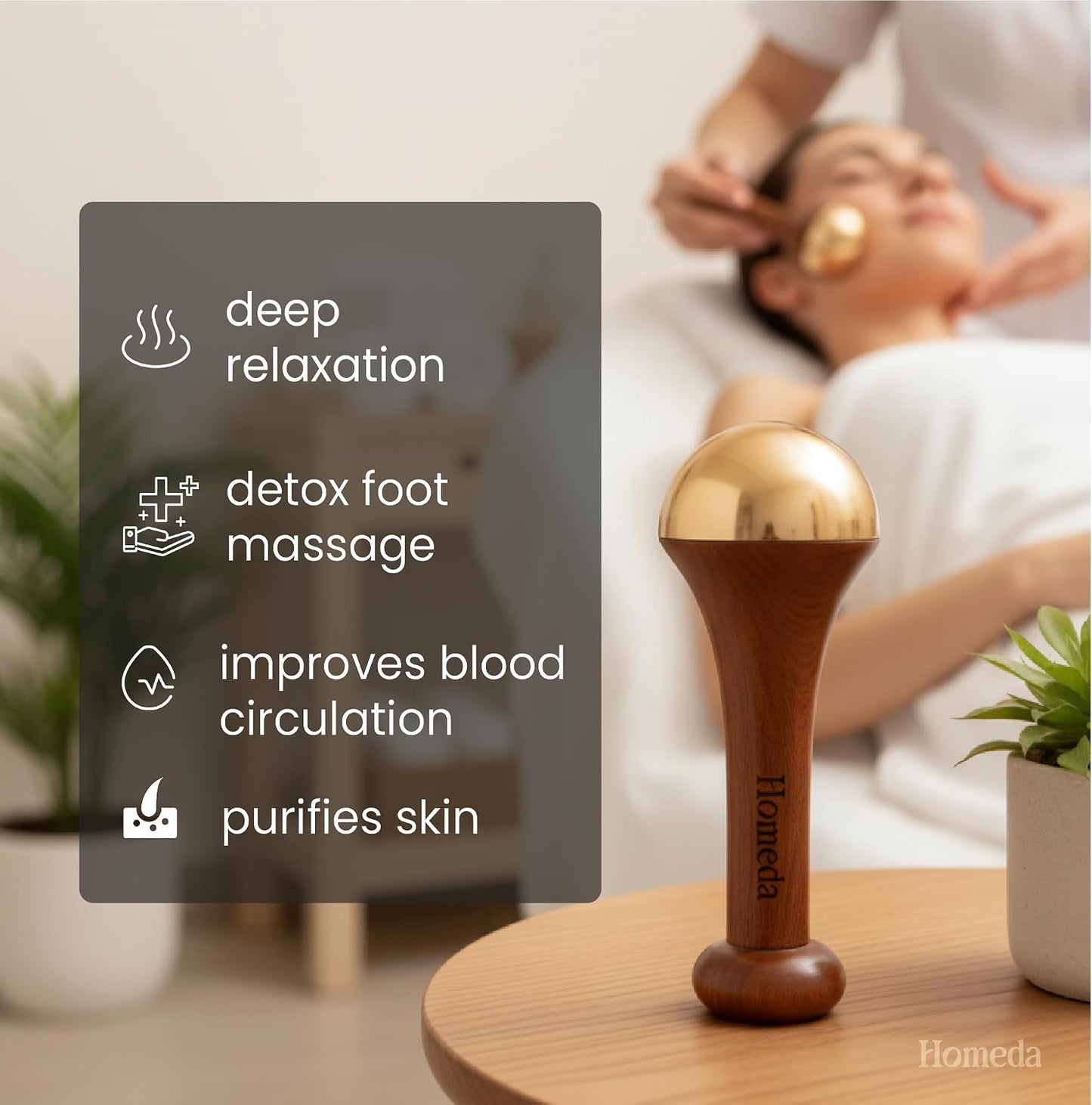 Kansa Wand Facial & Body Massager | Teak Wood Ayurvedic Massage Tool
