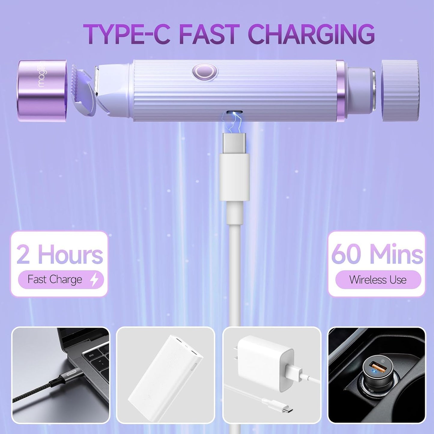 2-in-1 Electric Shaver & Trimmer for Women | Rechargeable Hair Remover