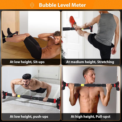 Premium Adjustable Doorway Pull Up Bar with Double Lock | No Drill Home Gym Exercise Bar (27–42 Inch)