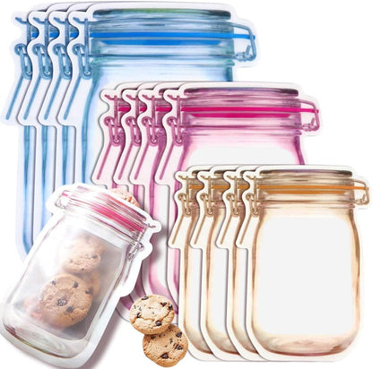 Mason Jar Zipper Bags – Reusable Food Storage, Pack of 3