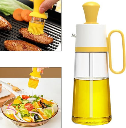 Glass Olive Oil Dispenser with Silicone Basting Brush – Kitchen Oil Pour Bottle