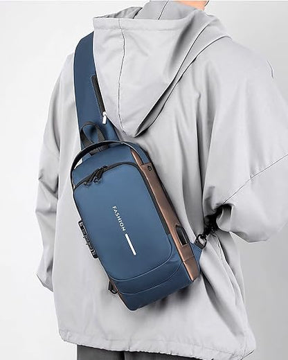 Anti-Theft Crossbody Sling Bag for Men & Women – Waterproof USB Charging Chest Backpack Travel Shoulder Bag