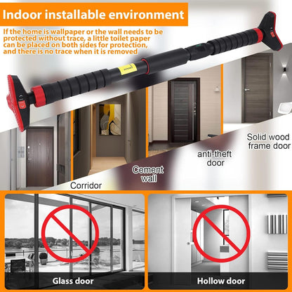 Premium Adjustable Doorway Pull-Up Bar | No Drill Home Gym Exercise Bar with Double Lock & Bubble Level (27-42 Inch)