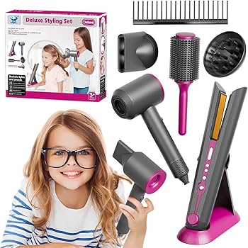 Kids Salon Deluxe Styling Set – Beauty Hair Stylist Toy Kit with Hair Dryer, Straightener & Accessories