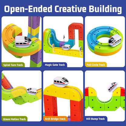 39 PCS Magnetic Train Track Set for Kids | STEM Educational Magnetic Racing Track with Rechargeable Train | DIY Toy