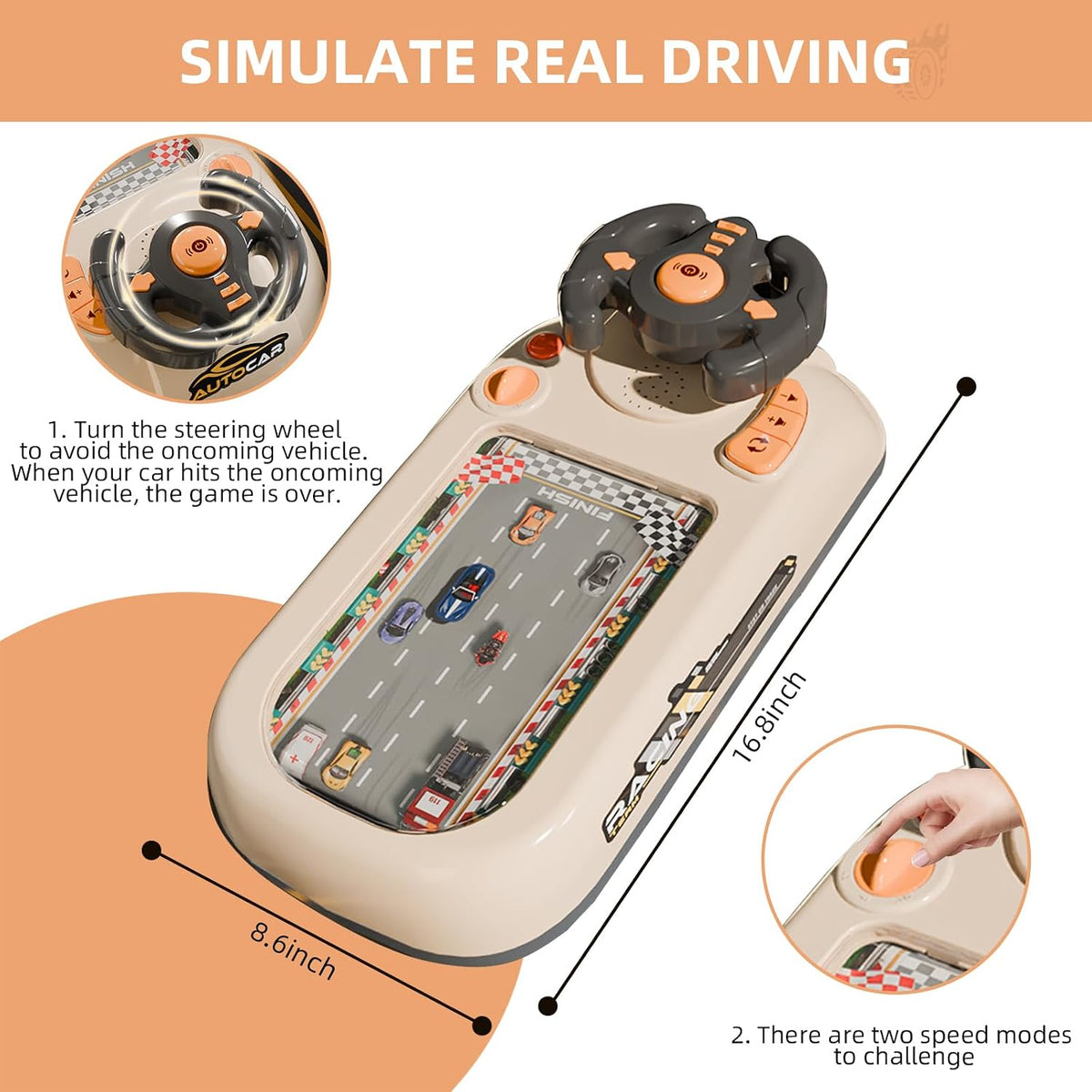 Kids Steering Wheel Driving Simulator Toy | Racing Game with Sounds & Lights