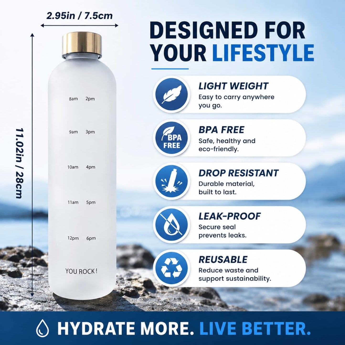 Frosted gym bottle with straw - Saadiq.pk
