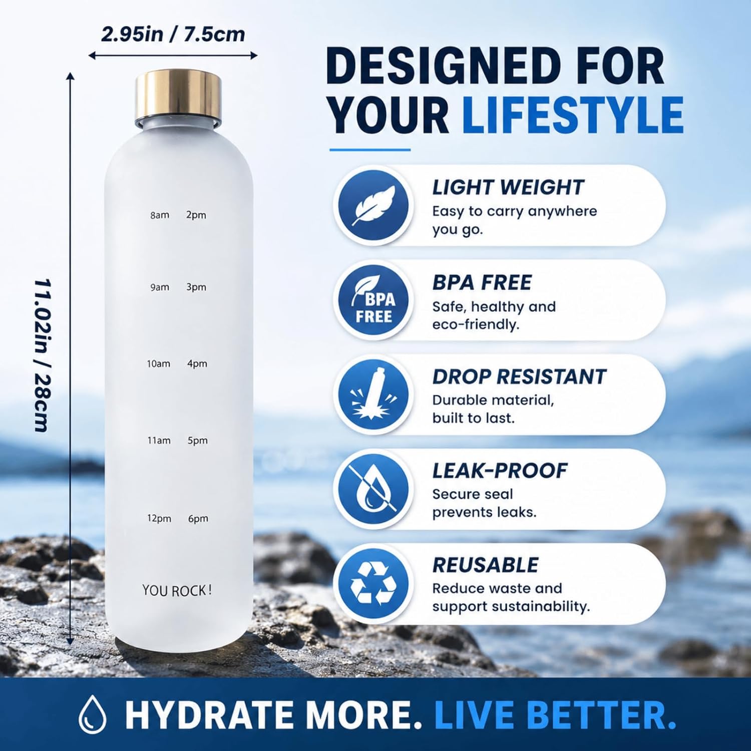 Frosted gym bottle with straw - Saadiq.pk