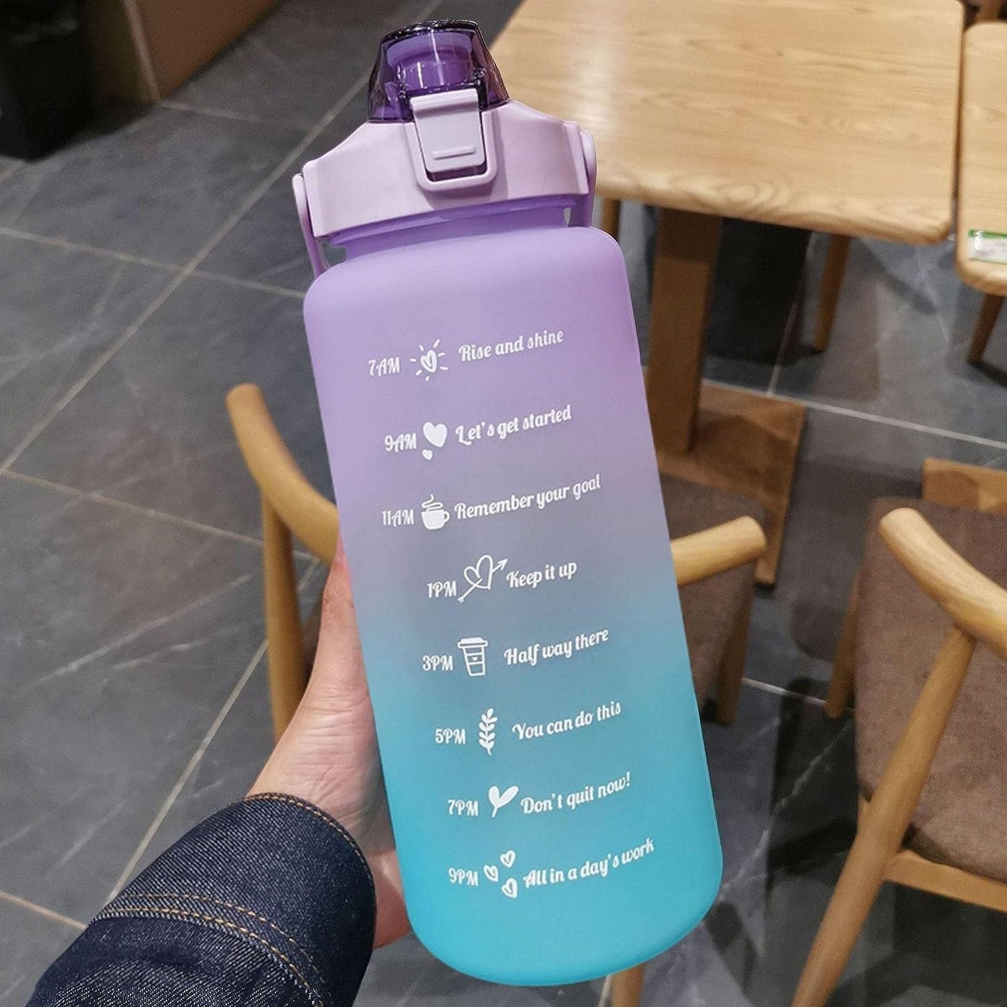 3PCS Motivational Water Bottle Set with Straw & Time Marker – 300ml, 900ml & 2000ml BPA Free Leakproof Bottles